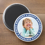 Grattis på födelsedagen Simple Modern Anpassningsb Magnet<br><div class="desc">Denna enkla och moderna utformning består av serif-typografi och lägger till ett anpassningsbar-foto.</div>