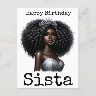 Grattis på födelsedagen Sista Melanin Kvinna Svart Vykort