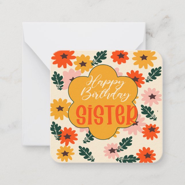 Grattis på födelsedagen Sister Anteckningskort (Framsida)