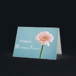 Grattis på födelsedagen Sister Daisy Kort<br><div class="desc">Köper du ett födelsedagskort åt din syster? Det här är ett underbart födelsedagskort för din syster! Denna vackra solitära daisy för rosa i blå bakgrund är ett häpnadsväckande kort som din syster är säker på att få i kärlek</div>