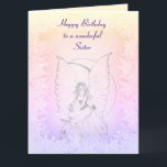 grattis på födelsedagen Sister Fairy design Kort<br><div class="desc">Snyggt Moonstone Fairy-kort för hälsning av Grattis på födelsedagen-syster.</div>