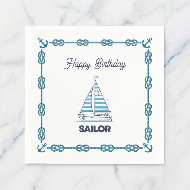 Grattis på födelsedagen Sjöman Pappersservett (Celebrate with smooth sailing vibes.)