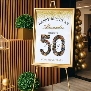 Grattis på födelsedagen Skål för 50 år Foto Collag Poster