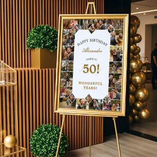 Grattis på födelsedagen Skål för 50 år Foto Collag Poster