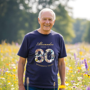 Grattis på födelsedagen, skål för 80 år Foto Colla T Shirt