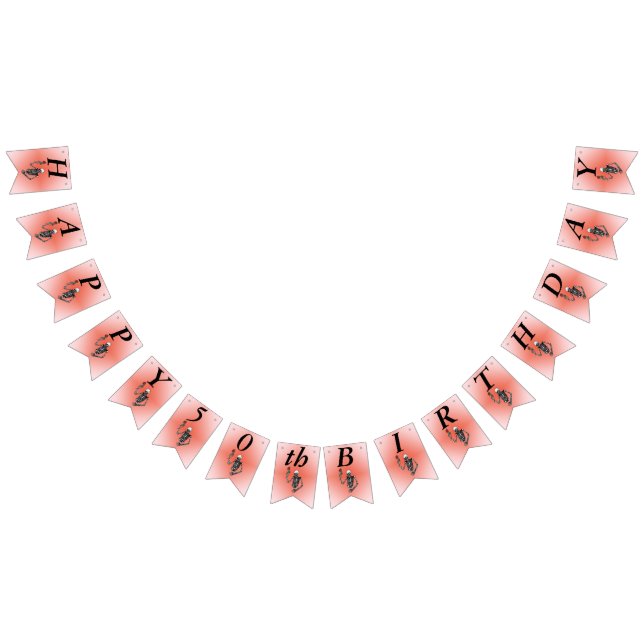 Grattis på födelsedagen Skeleton Holding Röd ros p Vimplar (Alla)