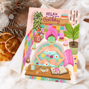 Grattis på födelsedagen Slappna av Woman Flowers M Kort