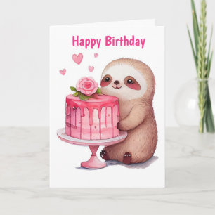 Grattis på födelsedagen Sloth Kort