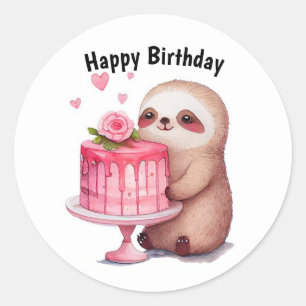 Grattis på födelsedagen Sloth Runt Klistermärke