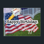 Grattis på födelsedagen slugger baseball vykort<br><div class="desc">Grattis på födelsedagen slugger baseballkort.</div>