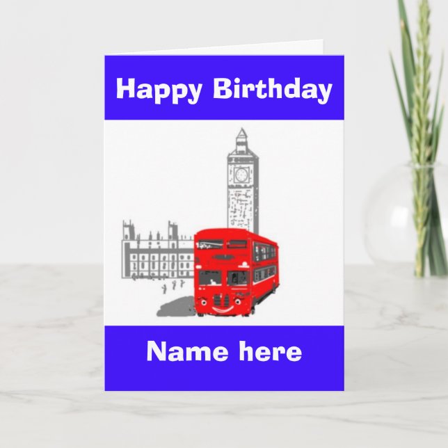 Grattis på födelsedagen, Smildra London Buss, lägg Kort (Framsida)