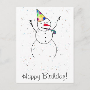Grattis på födelsedagen! Snögubbe Vykort