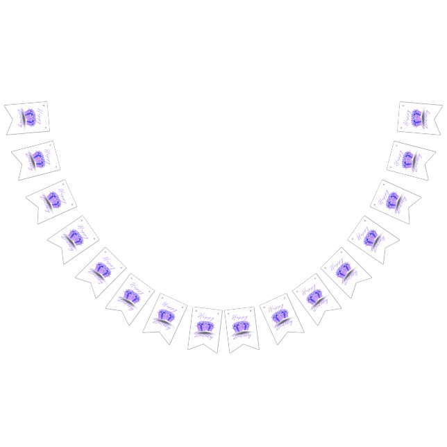 Grattis på födelsedagen Snygg Lila Flaggor Banner (Alla)