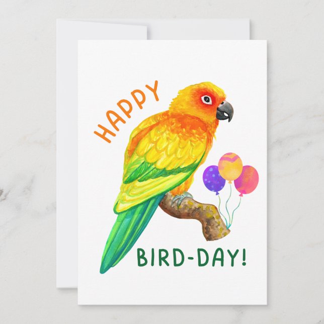 Grattis på födelsedagen Sol Conure Parrot Bird Äls Julkort (Framsida)