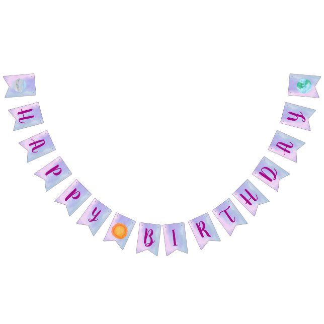 Grattis på födelsedagen Sol och planetskonstruktio Vimplar (Alla)