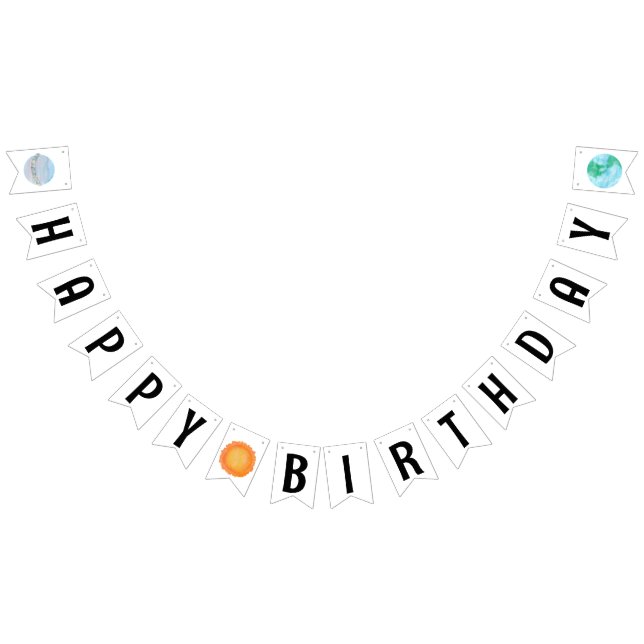 Grattis på födelsedagen Sol och planetskonstruktio Vimplar (Alla)