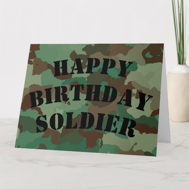 Grattis på födelsedagen Soldier Camouflage (böjd t Kort (Framsida)