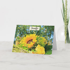 Grattis på födelsedagen Solros personalize Namn Kort
