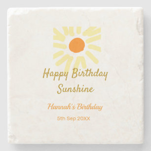Grattis på födelsedagen solsken gul orange födelse stenunderlägg