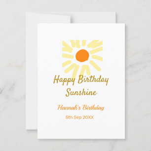 Grattis på födelsedagen solsken gul orange födelse vykort
