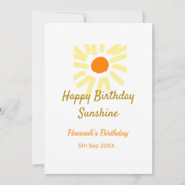 Grattis på födelsedagen solsken gult orange födels inbjudningar