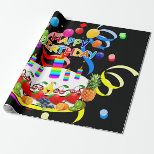 Grattis på födelsedagen som omfamnar Papper fruktk Presentpapper