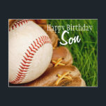 grattis på födelsedagen Son Baseball med Mitt Vykort<br><div class="desc">En baseboll och mitt i det långa sommargräset - helt anpassade för dig att anpassa dig som du vill!</div>