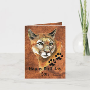 Grattis på födelsedagen Son Cougar, Puma, Mountain Kort