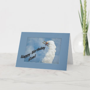 Grattis på födelsedagen Son-flygplan som flyger up Kort
