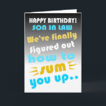 Grattis på födelsedagen son i juridik kort<br><div class="desc">födelsedagsmat,  jaktkort,  hälsningskort för son i juridik,  hälsningskort från mor/juridik till son/juridik,  födelsedagsdag önskemål för son i juridik,  lustig son i juridik,  son i juridik önskemål</div>