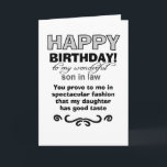 Grattis på födelsedagen son i juridik kort<br><div class="desc">födelsedagsmat,  jaktkort,  hälsningskort för son i juridik,  hälsningskort från mor/juridik till son/juridik,  födelsedagsdag önskemål för son i juridik,  lustig son i juridik,  son i juridik önskemål</div>