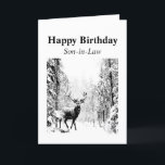 Grattis på födelsedagen Son-in-Law Vintage Stag, H Kort<br><div class="desc">Grattis på födelsedagen Son-in-Law Vintage Stag,  Hjort Animal,  Wildlife,  Nature</div>
