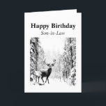 Grattis på födelsedagen Son-in-Law Vintage Stag, H Kort<br><div class="desc">Grattis på födelsedagen Son-in-Law Vintage Stag,  Hjort Animal,  Wildlife,  Nature</div>