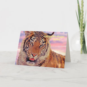 "Grattis på födelsedagen, son" Tiger vid solnedgån Kort