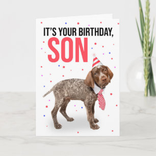 Grattis på födelsedagen Son Young Puppy in Hat and Helgkort