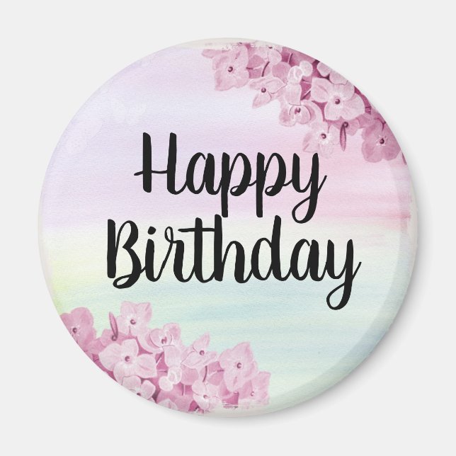 Grattis på födelsedagen Söt Blommigt Vintage Paste Magnet (Framsidan)