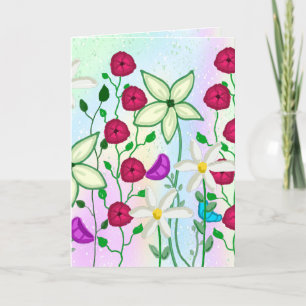 Grattis på födelsedagen, Söt Blommigt Watercolor C Kort