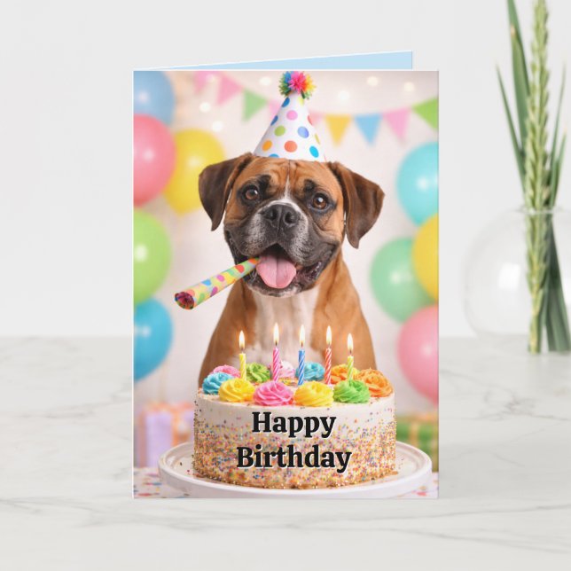 Grattis på födelsedagen Söt Boxer Hund Födelsedags Helgkort (Framsida)