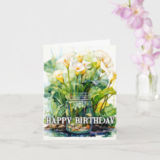 Grattis på födelsedagen Söt Calla Lilies Flowers Kort