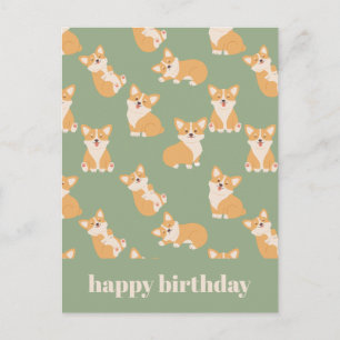 Grattis på födelsedagen Söt Corgi-mönster för hund Vykort