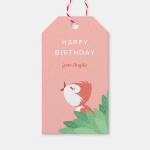Grattis på födelsedagen Söt Fågel Chick Tjej Presentetikett