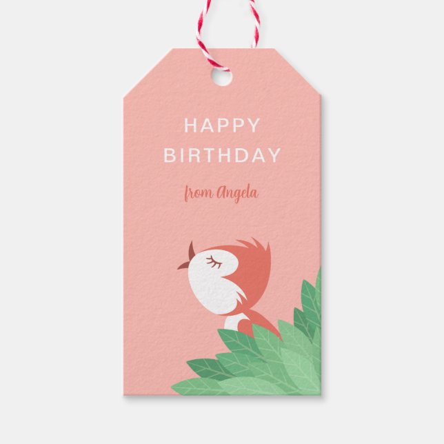 Grattis på födelsedagen Söt Fågel Chick Tjej Presentetikett (Framsidan)