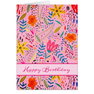 Grattis på födelsedagen Söt Flower Art Card Hälsningskort