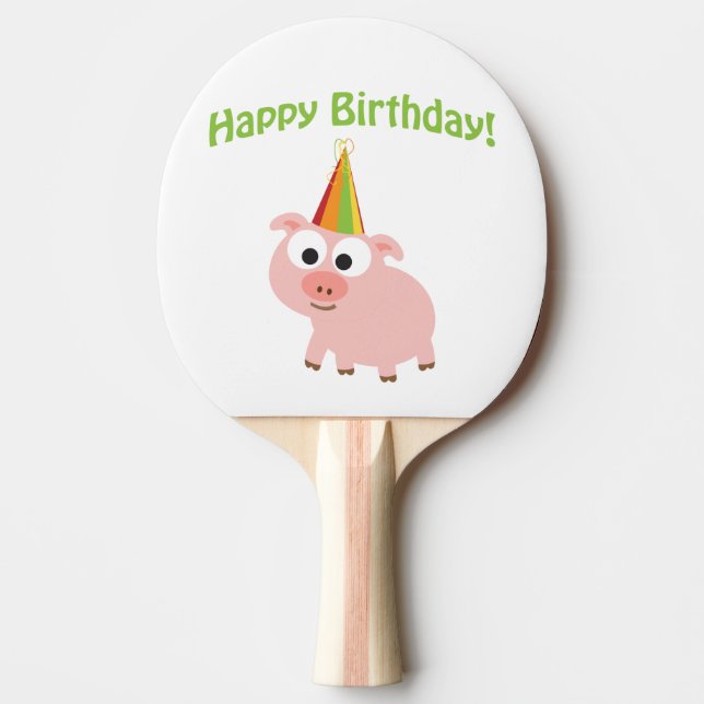 Grattis på födelsedagen! Söt gris Pingisracket (Framsidan)