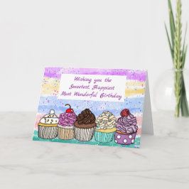Grattis på födelsedagen | SÖT HAND PLOCKADE MUFFIN Kort