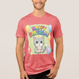 "Grattis på födelsedagen Söt Katt T-Shirt Design"