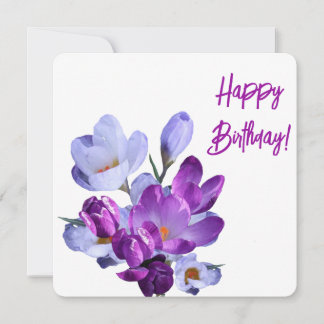 Grattis på födelsedagen söt lila blommigt vacker julkort