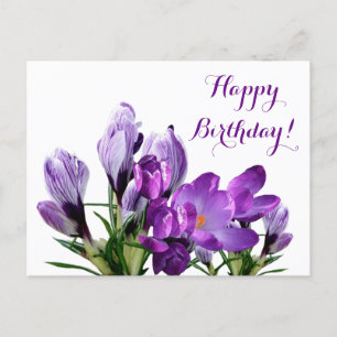 Grattis på födelsedagen söt lila crocus blommigt vykort