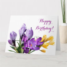 Grattis på födelsedagen söt lila gult crocus blom