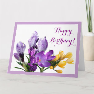 Grattis på födelsedagen söt lila gult  crocus blom kort